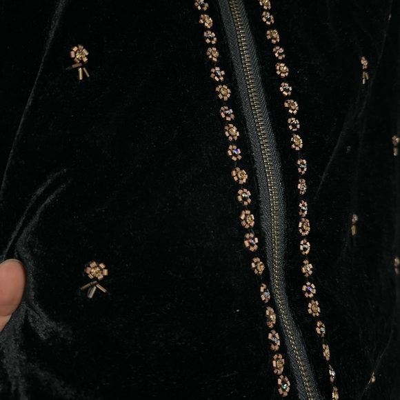 Lovestitch Cait Black Velvet Beaded Bomber Jacket size Medium - Picture 5 of 8